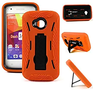 ConsultTech Heavy-Duty Hybrid Amor Dual-Layer Kickstand Case for BLU Dash J - Orange/Black