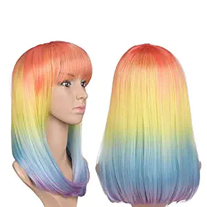 12" Women's Cosplay My Little Pony Rainbow Dash Multi Color Heat Resistant Synthetic Hair Party Wig