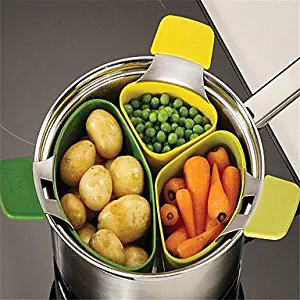 Silicone Basket Steam Insert Pot Divider for Vegetable or Pasta; Portion Control Space Saver, for Small Family or College Dorm; Space Saver, Gift Giving