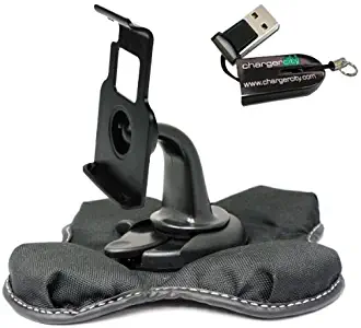 ChargerCity Magellan Roadmate 1200 1212 1215 1230 1400 1412 1430 GPS Portable Dashboard Friction Mount Kit w/Micro SD USB Card Reader, Bracket Cradle & Beanbag Dash Mount