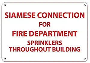 Metal Plaque,12x16in,Bar Kitchen Gifts Garage Drinking Decoration Coffee Retro PosterFire Department Connection Sprinklers Throughout Building Sign