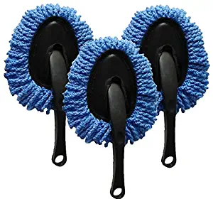 Mayco Bell 3Pcs Mini Car Brush Detail Duster Extendable for Interior and Exterior Telescope Handle JS Lifestyle Automotive Detailing Tools (3Pcs Blu Color)