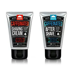 Pacific Shaving Company Caffeinated Shaving Set 2 Pieces- Caffeinated Shaving Cream, 1 Unit | Caffeinated Aftershave, 1 Unit