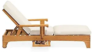 TeakStation Caranasas Grade-A Teak Wood Luxurious Multi Position knee Fold Sun Caranas Chaise Lounger Steamer with Tray - Furniture Only #TSCHCR