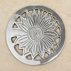 Sunflower Trivet for Hot Pots and Pans, Round Metal Trivet 7.5" Diameter