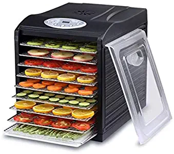 BioChef Arizona Sol Food Dehydrator 9 x BPA FREE Stainless Steel Drying Trays & Digital Timer - Includes: 3 x Non Stick & 3 x Fine Mesh Sheet & Drip Tray. Best Drier for Raw Food, Fruit, Jerky (Black)