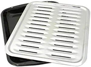 Range Kleen BP100 Porcelain Broiler Pan with Chrome Grill, 2-piece