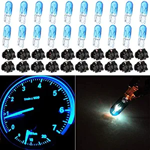 cciyu Blue Car T5 Halogen Bulbs Replacement fit for Marker Clearance Light Auto Side Lamp 70 2721 With Twist Lock Sockets ((Total of 40 Pcs)