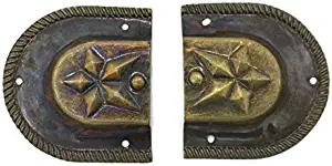Trunk Hardware - Steel Star Trunk Handle Loop Cap with Antique Brass Finish - Hardware Mainly for Slotted/Non Slotted Trunk Handle TKH-78AB (2)