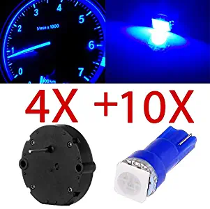 ROADFAR X27.168 Stepper Motors Repair Kit with Blue T5 LED Light Bulbs for GM Yukons Chevy Silverados Tahoes Instrument Panel Gauge Cluster(4Pcs Motors,10Pcs LED Lights)