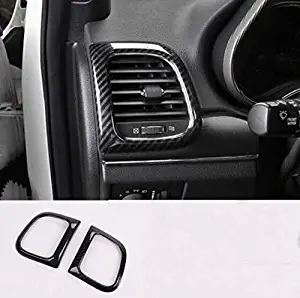 Niceautoitem Carbon Fiber Interior Accessory A Full Set Decoration Covers Trim ABS for Jeep Grand Cherokee 2014-2018 (Dashboard Air Condition Vent Trim Ring Outlet Cover)