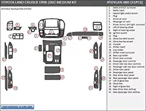 Toyota LAND CRUISER INTERIOR BURL WOOD DASH TRIM KIT SET 1998 1999 2000 2001 2002