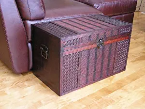 Styled Shopping Original Hawaii Wooden Chest Wood Steamer Trunk - Medium Trunk