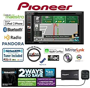Pioneer AVIC-5200NEX in Dash Double Din 6.2" DVD CD Navigation Receiver and a SiriusXM Satellite Radio Tuner, Antenna SXV300V1 with a Free SOTS Air Freshener (Renewed)