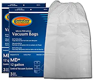 EnviroCare Replacement Vacuum Bags for Modern Day 12 Gallon Central Vacuums 6 Pack