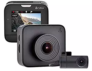 Cobra Drive HD Dash Camwith 32GB MicroSD Included Feat.1080p Full HD Front Cam and 720p HD Rear Cam, with G-Sensor Auto Accident Detection, Loop Recording, 160 Degree Ultra-Wide Angle DVR