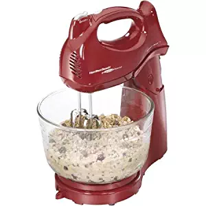 Professional Stand Handheld Mixer Electric with Bowl. Beaters Mixers for Kitchen w/ 4-Quart Mixing Container of Glass 275W & 6-Speed. Removable Hand Mixers from the Base. Gift for Women. (Red)