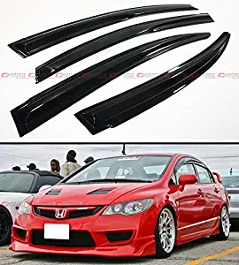 Cuztom Tuning Fits for 2006-2011 8TH Gen 4 Door Civic Sedan Smoke Window Visor Rain/Sun Shade W/Tape