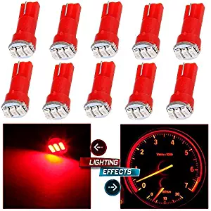 cciyu 10 Pack Red T5 74 3-3014SMD Car Dashboard Panel Gauge Side LED Light Bulbs Lamp 12V For 1995-1997 1999-2002 Dodge Spirit Viper Stealth B3500 B2500 Ram 3500 Ram 2500 Intrepid Avenger Durango
