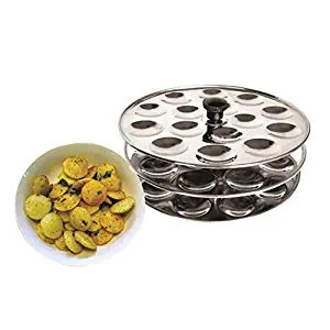 IndiaBigShop 3-Rack Stainless Steel Mini Idli Stand, Makes 54 Idlies