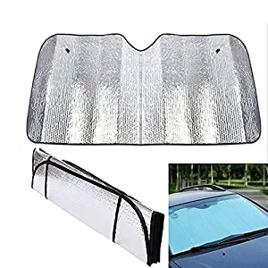 Front Windshield Sun Shade, Black Jumbo 5 Layers Reflective Accordion Folding Auto Sunshade for Car Truck SUV