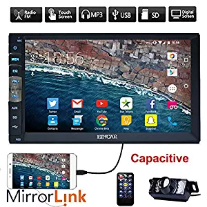 EinCar Upgarde Version 7 Inch Capacitive Touch Screen Audio (Mirror Link for GPS of Android Phone) Double 2 Din Bluetooth Car Stereo in Dash Video Auto Radio Without DVD Player+Rear View Camera