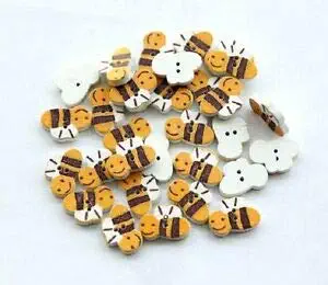 JumpingLight Lot of 20 BEE 2-Hole Wood Buttons 5/8" (16 x 11mm) (1203) Craft Scrapbook Perfect for Crafts, Scrap-Booking, Jewelry, Projects, Quilts