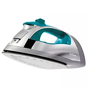 Sunbeam Steam Master 1400 Watt Large-size Anti-Drip Non-Stick Stainless Steel Soleplate Iron with Variable Steam control and 8' Retractable Cord, Chrome/Teal, GCSBSP-201-000