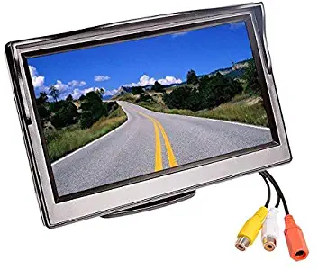 5"Car Reverse Monitor TFT LCD HD Digital 16:9,800480 Screen 2 Way Video Input Colorful For Reverse Rear View Camera DVD VCD, Easy Installation，For Cars, SUVs, Vans, Pickups, Trucks.Super Night Vision