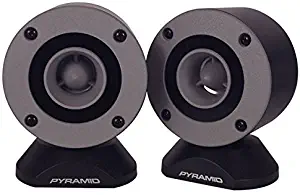 300 Watt Marine Tweeter Speaker - 3.75” Aluminum Bullet Horn w/ 1” Titanium Dome Tweeter, 2k-25kHz Frequency Response, 4 Ohm Impedance, Heavy Duty 20 Oz. Magnet Structure - Pyramid TW28 (Pair)