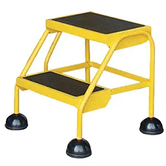 Vestil LAD-2-Y Steel Spring Loaded Roll Ladder, 16" Wide x 11" Depth, 300 lb. Capacity, 2 Rubber Steps, Yellow