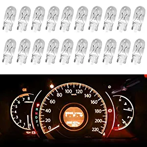 Partsam 20x T10 194 White Halogen Bulbs Instrument Cluster Dash Light Glove Box