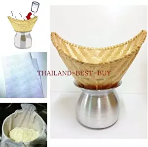Set 3 =Thai Lao Pot+sticky Rice Steamer Basket Container Bamboo+white Cloth Cook