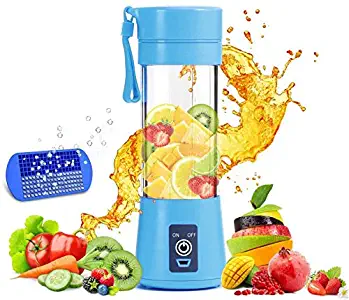 Portable Blender,Personal Size Blenders Smoothies and Shakes,Handheld Fruit Mixer Machine Rechargeable USB Mini Jucier Cup (Blue)