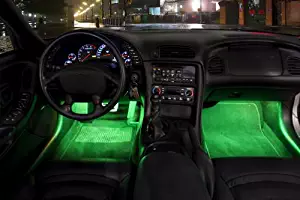 2 Piece Interior Footwell Trunk Light Strips Under Dash Kit (Green)