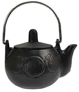 Wood Burning Fireplace Accessories Cauldrons Triple Moon Cast Iron Kettle Small 2 3/4" with Handle and Lid