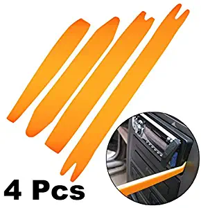 Goaup 4 Pcs Auto Door Clip Panel Trim Removal Tool Kits for Car Dash Radio Audio- Pry bar Set Plastic -Auto Body Repair Tools