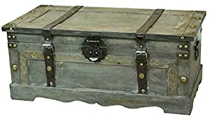 Vintiquewise Rustic Gray Wooden Storage Trunk