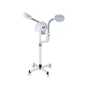 AceFox Facial Steamer with LED Lamp, Hot Mist Ozone Sterile Clean Skin Beauty Care, Adjustable Height, Rolling Wheels on Floor, Salon and Home Spa Equipment