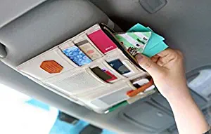 TRUE LINE Automotive TrueLine Multi-Purpose Auto Car Sun Visor Organizer Card Storage Holder Phone Holder (Beige)