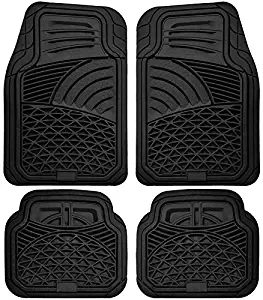 Motorup America Auto Floor Mats (4-Piece Set) All Season Rubber - Fits Select Vehicles Car Truck Van SUV, Shell Black