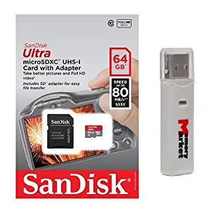 SanDisk Ultra 64GB UHS-I CL10 48mb/s MicroSDXC Memory Card for LG Class Bello II 2 G4 Beat Volt 2 G4c G Pad II 2 F 8.0 X 8.3 10.1 Spirit G Flex 2 G4 G with MemoryMarket MicroSD & SD Memory Card Reader