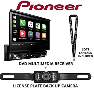 Pioneer AVH-3300NEX 7" Single Din DVD Receiver Apple CarPlay Built in Bluetooth with License Plate Style Backup Camera and a Free SOTS Lanyard