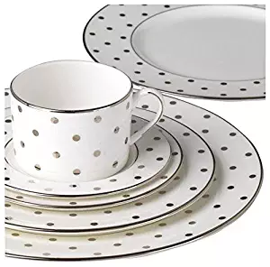 Kate Spade New York Women's Larabee Road Platinum 5 Piece Set White Dinnerware