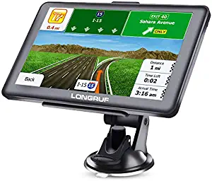 GPS Navigation for Car Truck RV, 7 Inch Touch Screen Vehicle GPS, Free Lifetime Maps of North America USA Canada Mexico, Lane Assistance, Spoken Turn-by-Turn Directions LONGRUF Navigation System