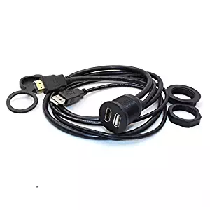 USB HDMI Mount Cable – Rerii 1 Meter 3ft USB and HDMI Extension Flush, Dash, Panel Mount Cable, for Car, Boat, Motorcycle and More