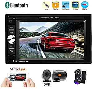 Podofo Double Din Car Stereo with DVR Support Speaker/Bluetooth Car Audio 6.2 Inches Bluetooth Head Unit with Rear View Camera Support TF Card/Mirror Link/USB/FM