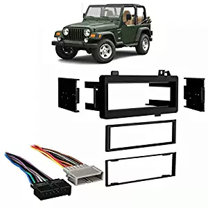 Fits Jeep Wrangler 1997-2002 Single DIN Stereo Harness Radio Install Dash Kit