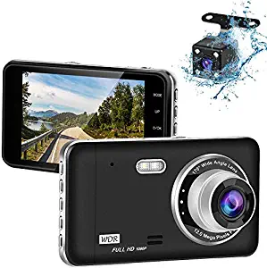 RTMOK 1080P Dash Camera Front and Rear 4’’ IPS Screen Dual Dashboard Camera Recorder for Cars with Loop Recording G-Sensor 170° Wide Angle Night Vision and Parking Mode