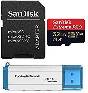 SanDisk 32GB Memory Card Extreme Pro Works with Gopro Hero 7 Black, Silver, Hero7 White UHS-1 U3 Micro SDHC Bundle with Everything But Stromboli 3.0 Micro/SD Card Reader